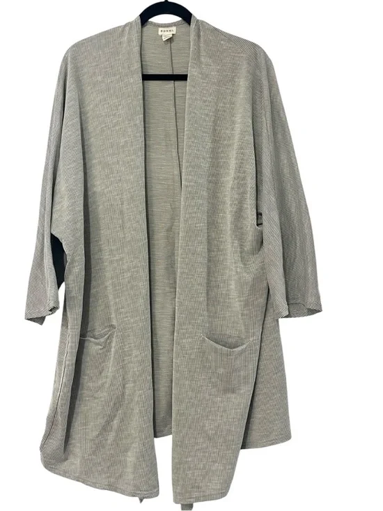 Anthro Donni OS Plus Beige Duster Cardigan Coastal Minimalist Lounge Pockets - Picture 2 of 10